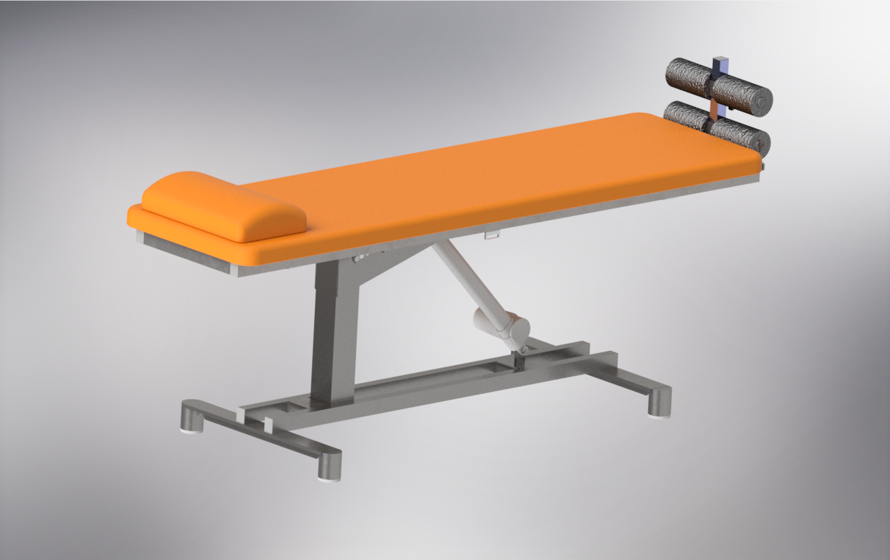 C.INCLINADO-1 Camilla verticalizable en posición horizontal, acabado naranja